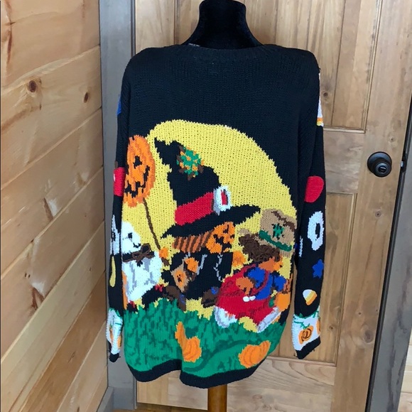 Eagle’s Eye Sweaters - Vintage hand knit Halloween cardigan sweater 3X